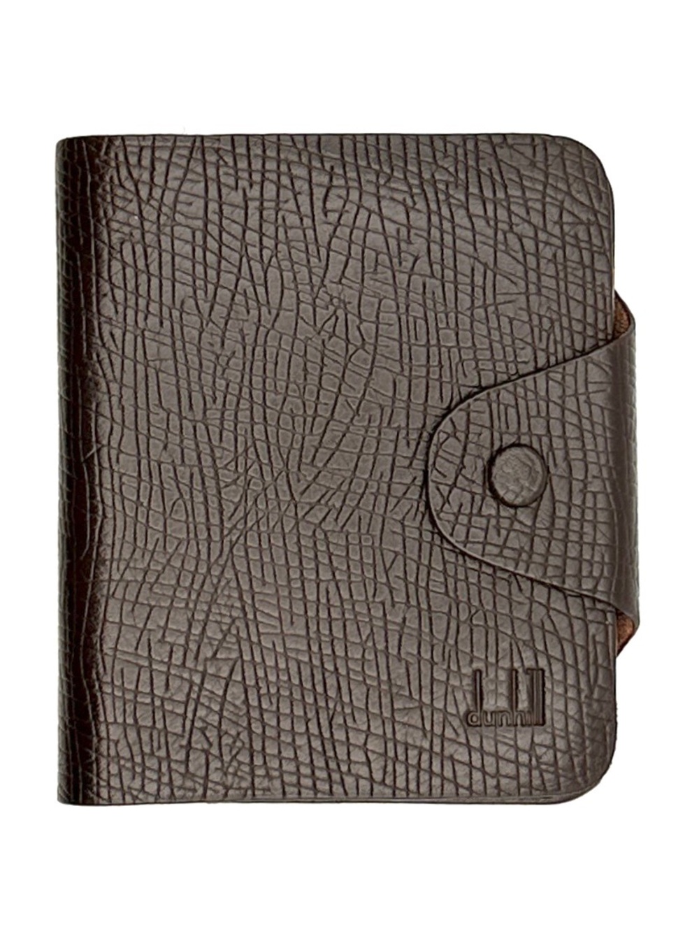 Dunhill Brown Textured Grained Leather Compact Strap Wallet